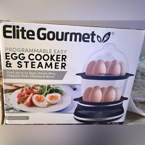Elite Gourmet Programmable Easy Egg Cooker and Steamer for Eggs, Rice, Veggies